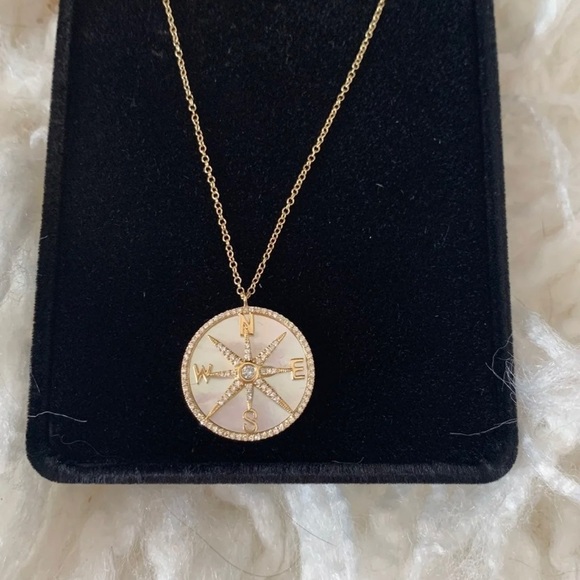 New! 14k and diamond compass pendant - Picture 8 of 11